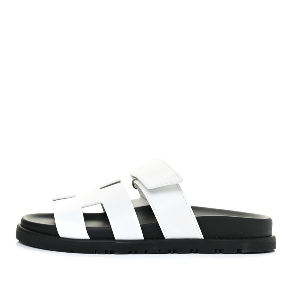 Hermes White Chypre Sandals